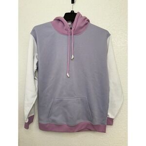 Vivre La Vie Colorblock Hoodie Purple‎ White Pink Pullover - Size M
